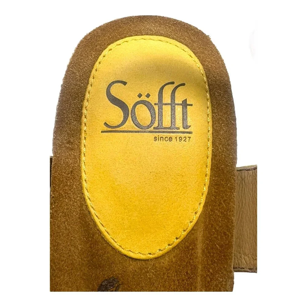 Sofft Verdi Yellow Full Grain Embossed‎ Leather Wedge Sandal